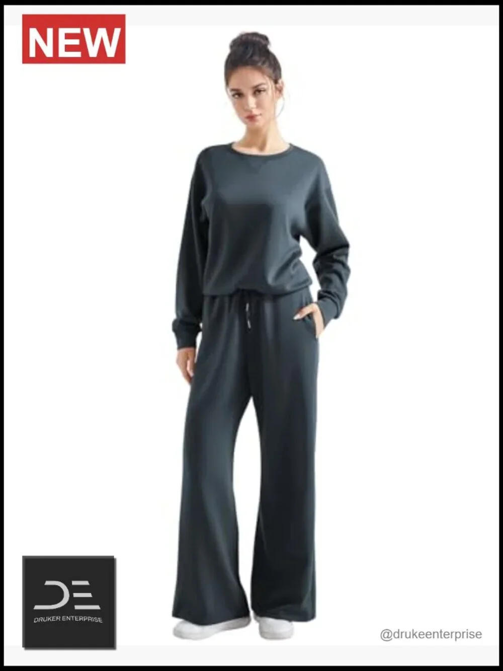 Modal Oversized Sweatshirt Wide Leg Pants 2 Piece Set